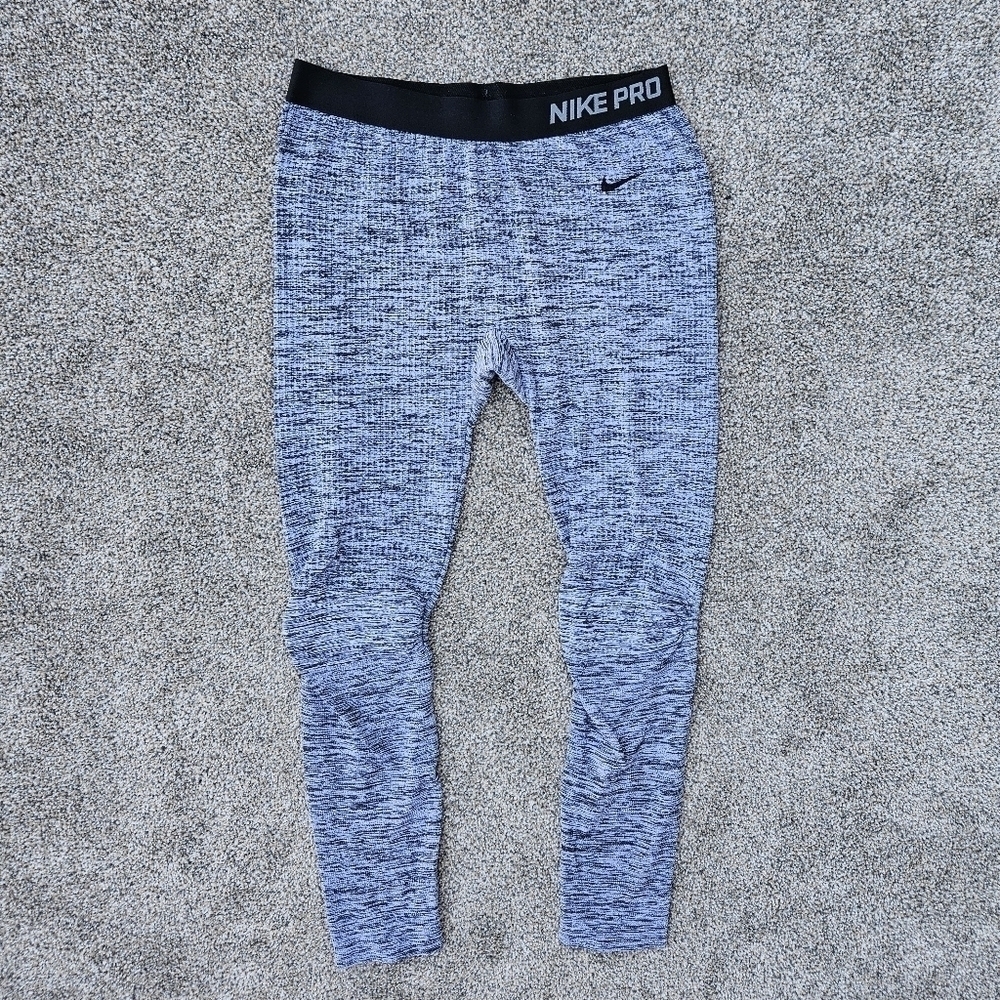 Nike Pro Leggings Purple Gray Athletic Training Workout Pants Women's Size XL